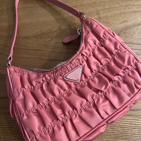 PRADA Hobo Tessuto Gaufre with Saffiano Mini Pink - Picture 5 of 13